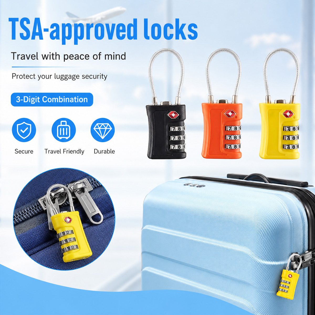 Home Gym Necessities - TSA Approved Luggage Lock 3 Digit