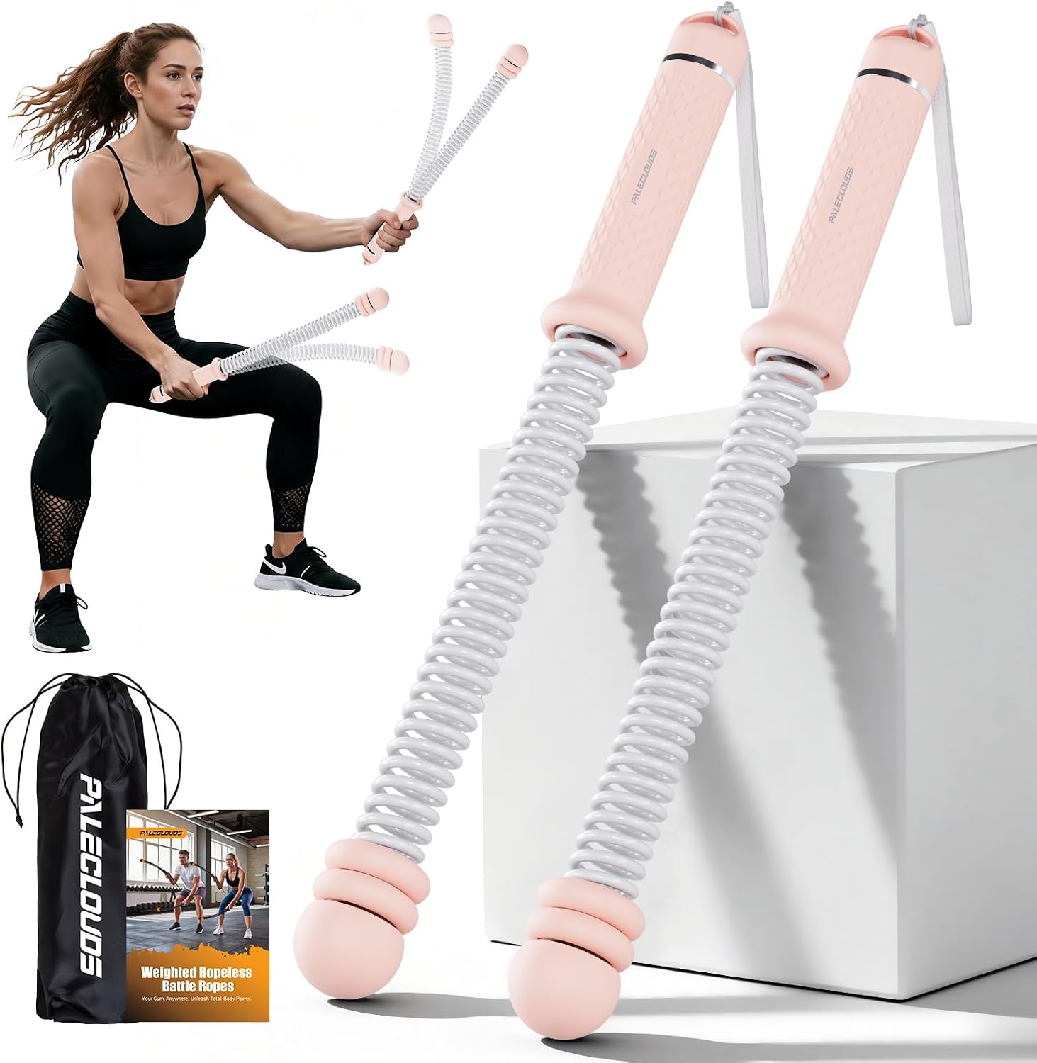 Home Gym Women - Portable Ropeless Battle Ropes, Adjustable Weights