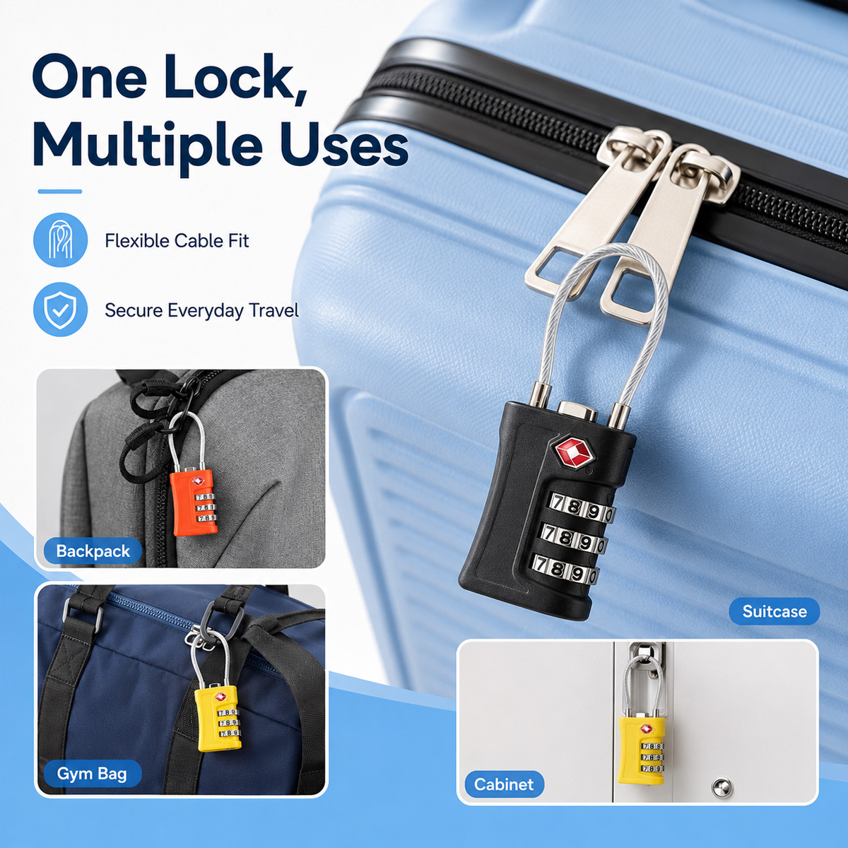 TSA Approved Luggage Lock 3 Di - Home Gym Necessities 评论和价格