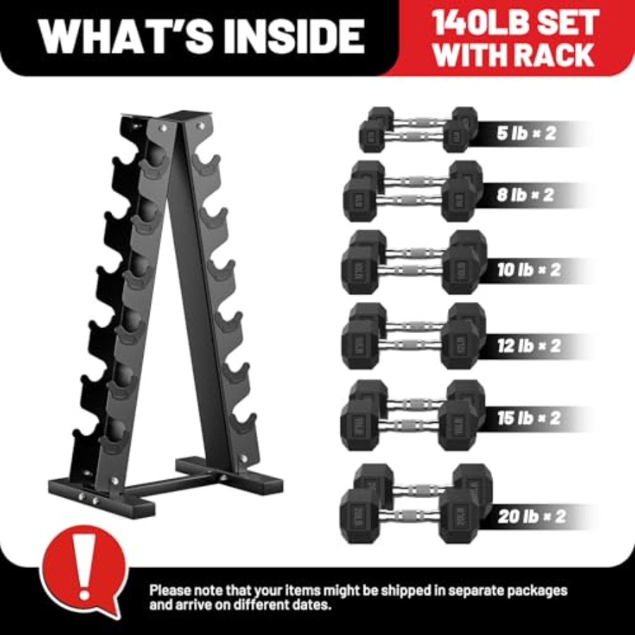 Rubber Encased Hex Dumbbell Se - Hex Dumbbell Set 评论和价格