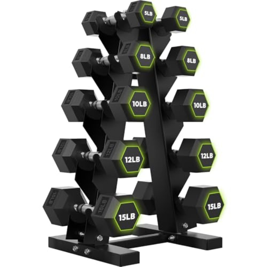 Rubber Coated Hex Dumbbell Set - Hex Dumbbell Set 评论和价格