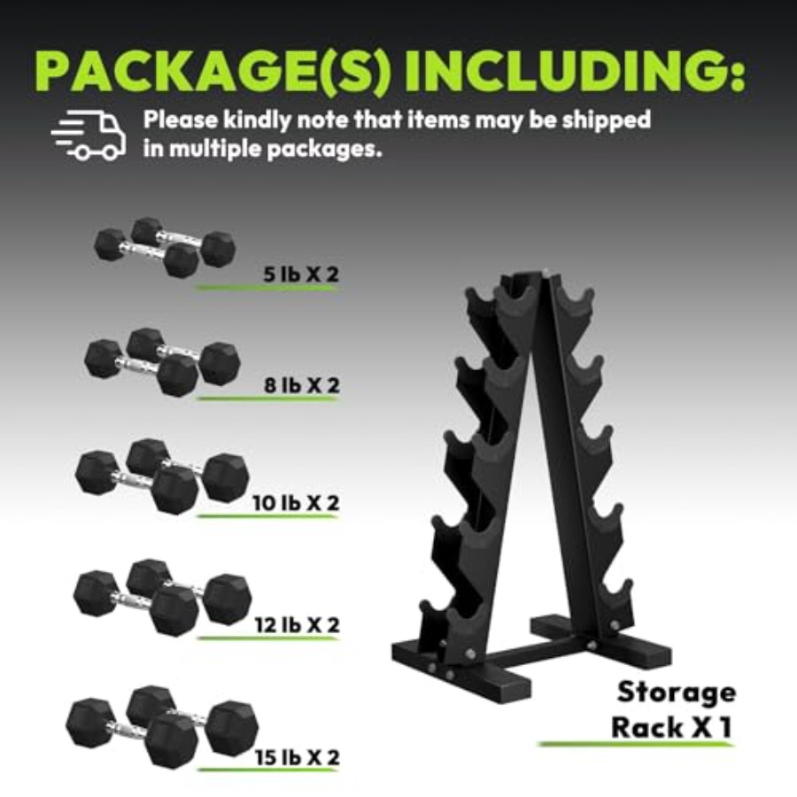 Rubber Coated Hex Dumbbell Set - Hex Dumbbell Set 评论和价格