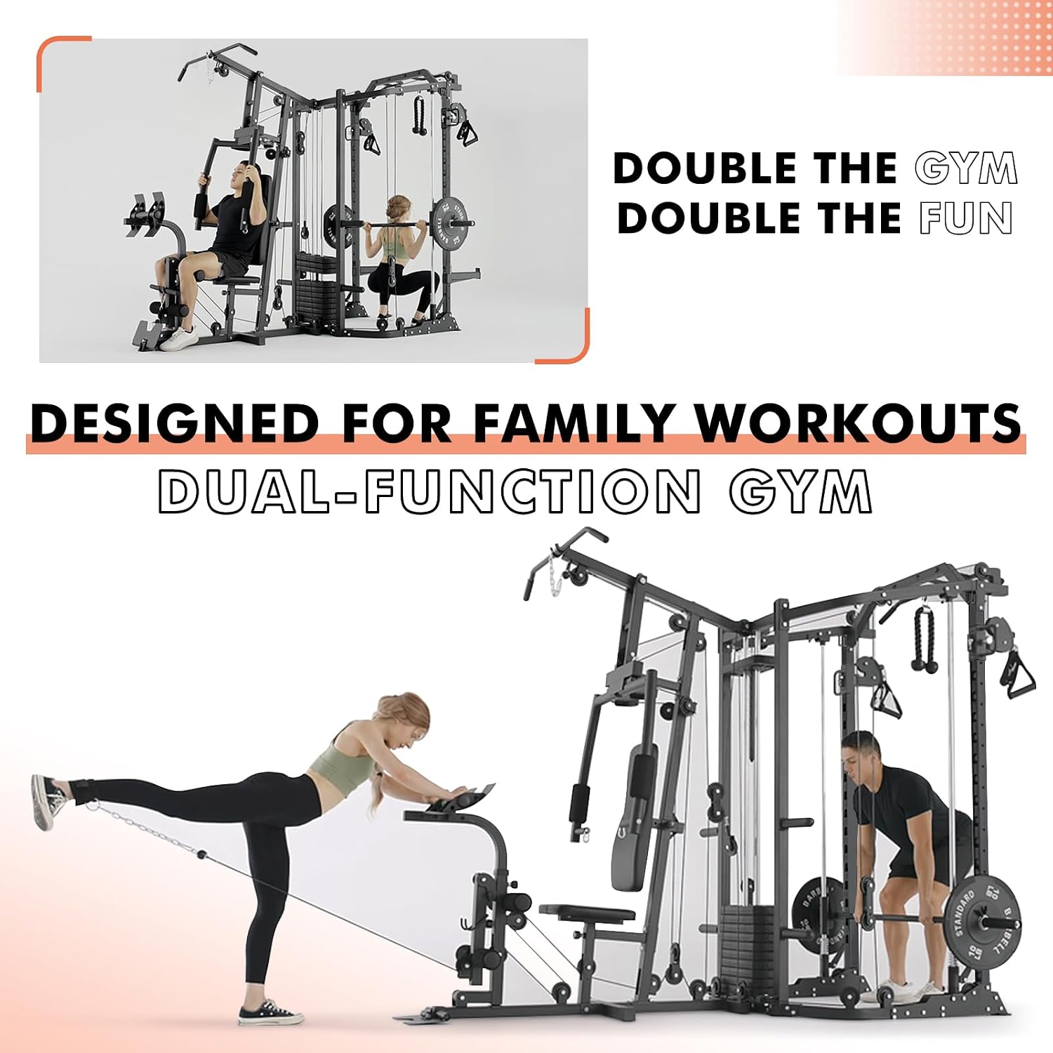 Dual-Station SmithΔ Machine Po - Home Gym All In One 评论和价格
