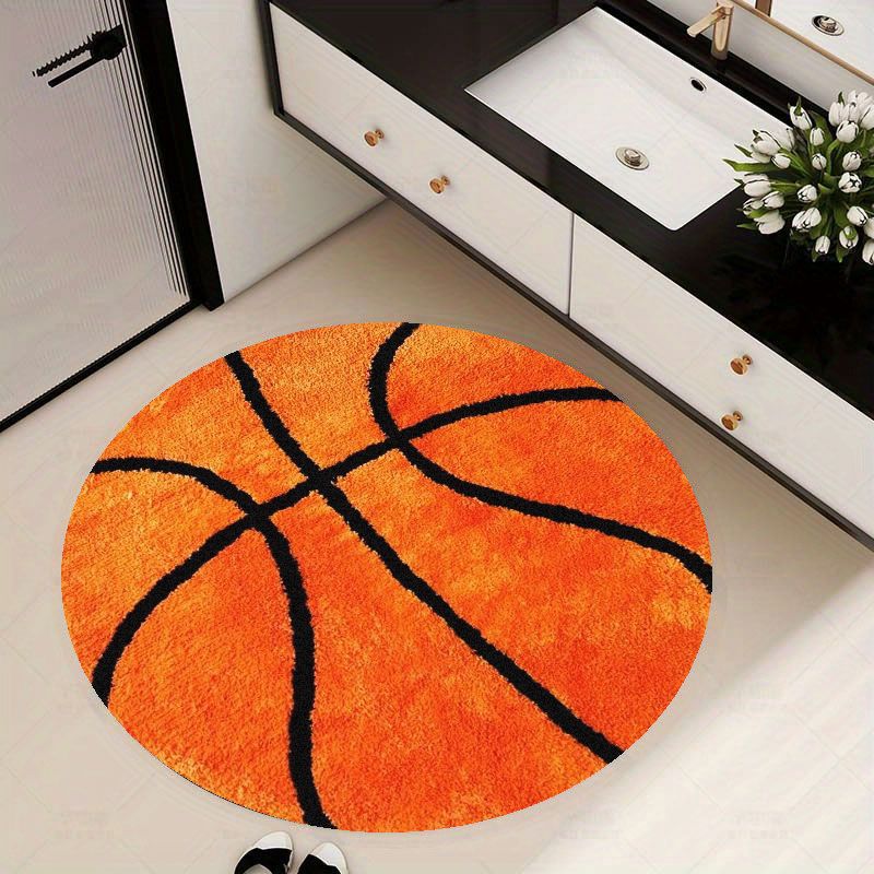 Basketball Pattern Round Rug F - Home Gym On Carpet 评论和价格